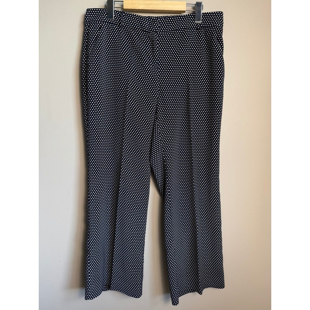 Charter Club Polka Dot Ankle Pants Size 8 Navy Blue White Career Capsule Preppy